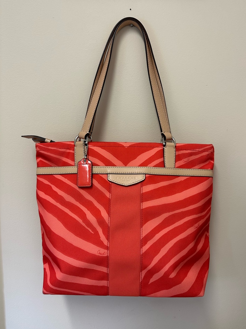 Coach Zebra Animal Print Tote Bag